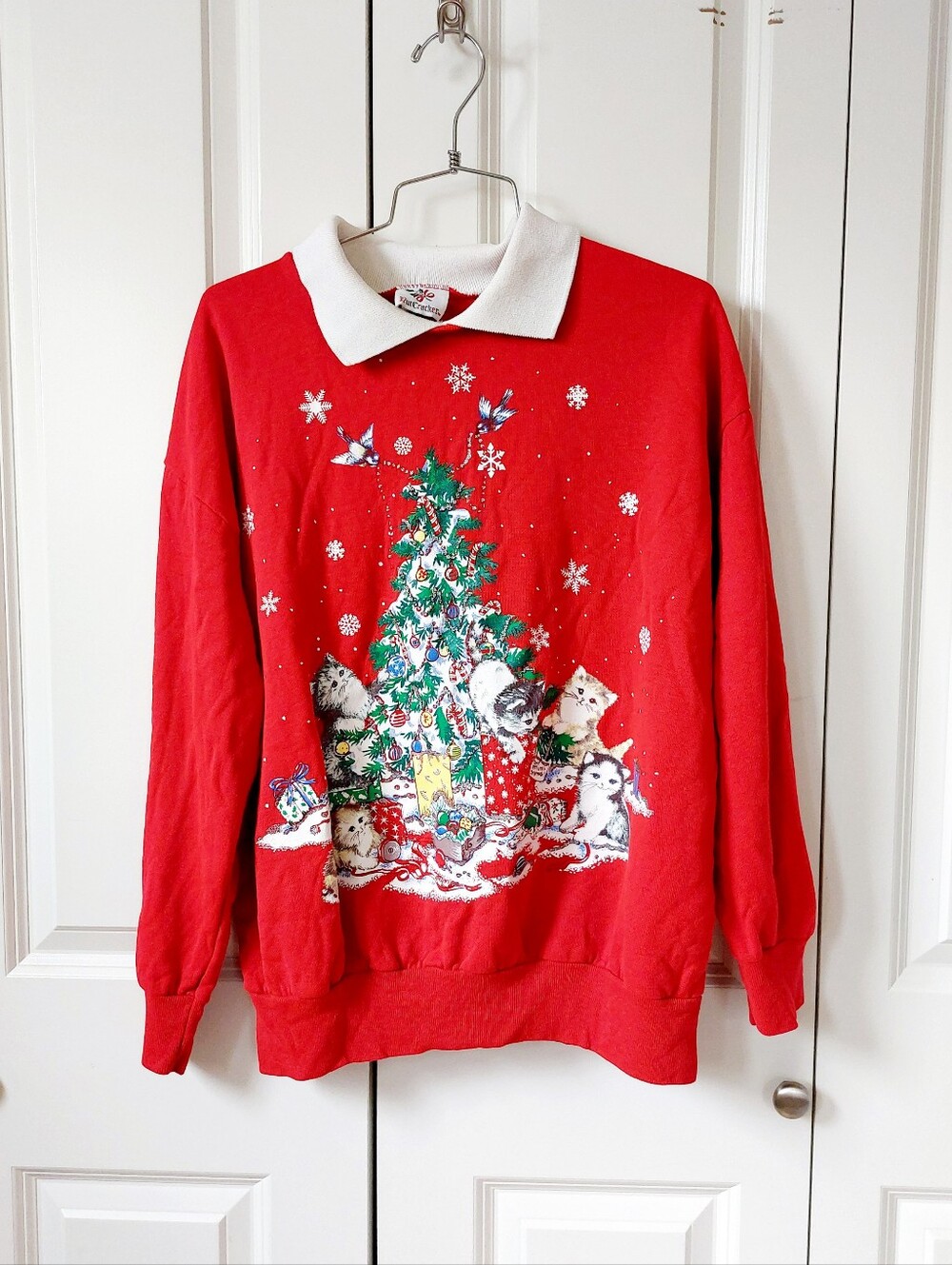 Kittens/Cats, Christmas Tree & Presents Fleece Large Nutcracker Grannycore 90s